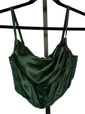 Urban Outfitters Romantic Fairy Forest Green Satin Corset Top Small Grunge Party